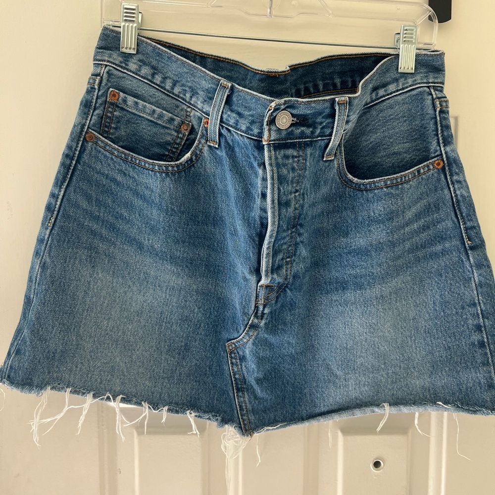 Levi's Classic Blue Frayed Mini Skirt